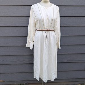 nwt ZARA ivory mid-length dress L (B3)